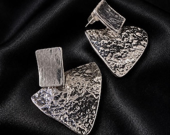 Orecchini geometrici vintage Y2K color argento – Gioielli di tendenza d'avanguardia