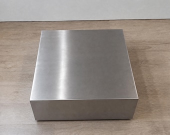 Modern Stainless Steel Cube Coffee Table, Minimalist Metal Coffee Table, Square Stainless Steel Table, Contemporary Living Room Furniture,