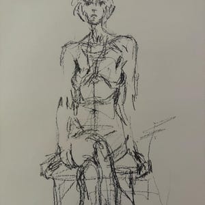 Original 1961 Alberto Giacometti Lithograph Femme Assise "Derriere Le Miroir" 127, Mid Century Mod Fine Art, Ferdinand Roten Gallery origin