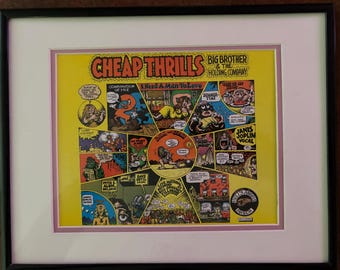 Vintage ***Rare* 1969 Janis Joplin Big Brother Cheap Thrills Poster - Authentic R. Crumb Art, Hells Angels Frisco Logo, Peppermint 11CB