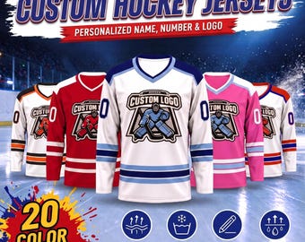 Maglia da hockey personalizzata con nome e numero, uniforme di squadra personalizzata, maglia da hockey su ghiaccio cucita o stampata, regalo per giovani tifosi, logo personalizzato