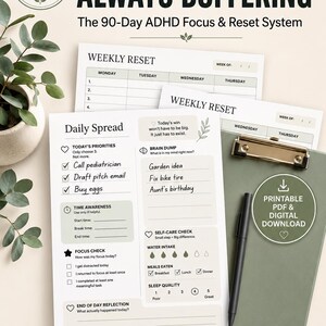 My Brain is Always Buffering ADHD Planner Printable PDF | 90-Day Neurodivergent Executive Dysfunction Daily Productivity Digital Journal