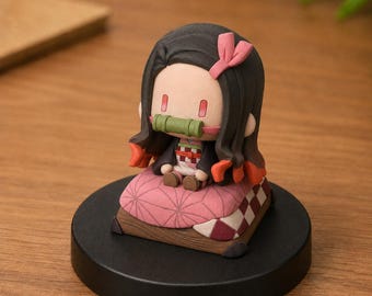 Demon Slayer Nezuko Inspired Chibi Artisan Keycap for Mechanical Keyboard, Mini Figure Desk Decor, Gift for Anime Fans