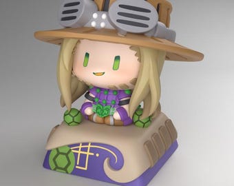 JOJO Gyro Zeppeli Inspired Chibi Artisan Keycap, Mini Figure Desk Decor