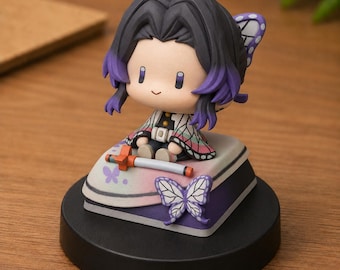 Demon Slayer Shinobu Kocho Inspired Chibi Artisan Keycap for Mechanical Keyboard, Mini Figure Desk Decor, Gift for Anime Fans
