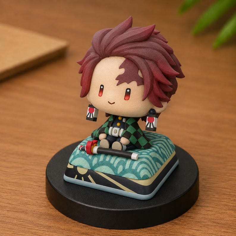 Demon Slayer Tanjiro Inspired Chibi Artisan Keycap for Mechanical ...
