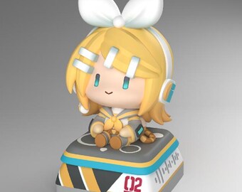 Kagamine Rin Inspired Chibi Artisan Keycap, Mini Figure Desk Decor