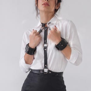 Faux Leather Arm Cuff Harness Set | Adjustable Roleplay Cosplay Costume Accessory
