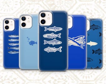 Cute Fish Phone Case Fish Sardine Cover for iPhone 17E, 16, 15, 14, 13, 12, Samsung S26, S25, S24, S23Fe, A16, A56, Pixel 10, 9Pro