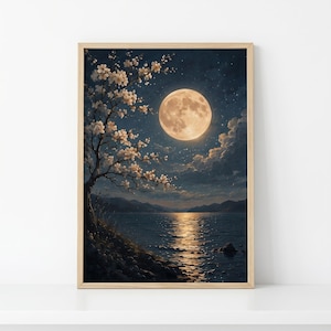 Väggkonst med månskensdrömmar, mystisk bohemisk månfasposterkollektion