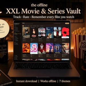 Movie & TV Show Tracker — The Cinema Vault | Watchlist, Ratings and Streaks | Offline HTML App | 7 Themes | No Subscription