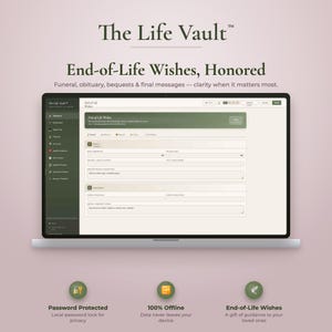 Executor Guide Digital — The Life Vault™ | Estate Settlement Checklist, End-of-Life Documents | Offline | No App