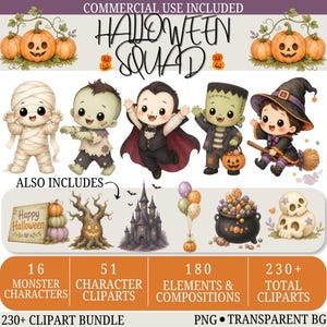 Halloween-Babymonster-Cliparts (PNG): Gruselige Baby-Vampire, Hexen, Mumie, Zombies – Deko für Halloween-Kinderzimmer und Partys, kommerzielle Nutzung (über 230 PNGs)