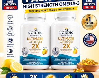 2 Pack Nordic Naturals Ultimate Omega 2X 180 Soft Gels – Extra Strength EPA DHA - EXP (2027)