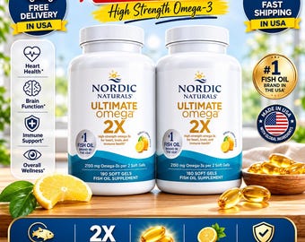 2 Pack Nordic Naturals Ultimate Omega 2X 180 Soft Gels – Extra Strength EPA DHA - EXP (2027)