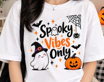 Imágenes PNG con ambiente espeluznante de Halloween, diseño de calabaza fantasma, murciélagos y telaraña (descarga digital).