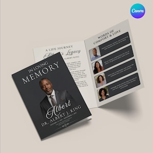 Editable Funeral Program , Celebration of Life Program in Canva, Memorial Service Booklet