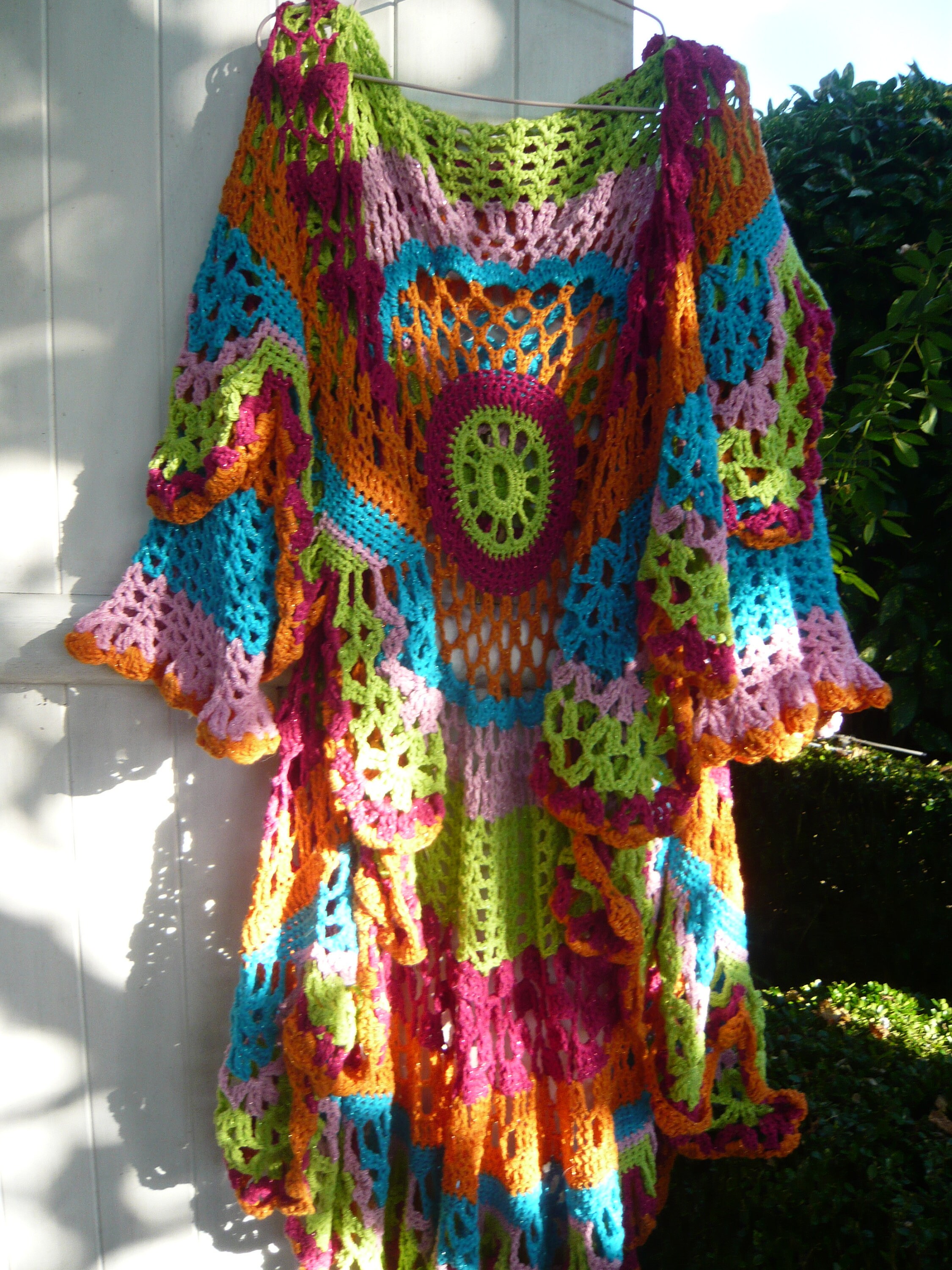 Mandala Long Vest Sweater Crochet Lace 