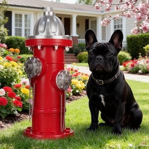 14.5 Inch Fake Fire Hydrant Dog Pee Post with 4 Ground Stakes, Puppy Potty Training Statue, Outdoor Decor for Yard Garden Lawn