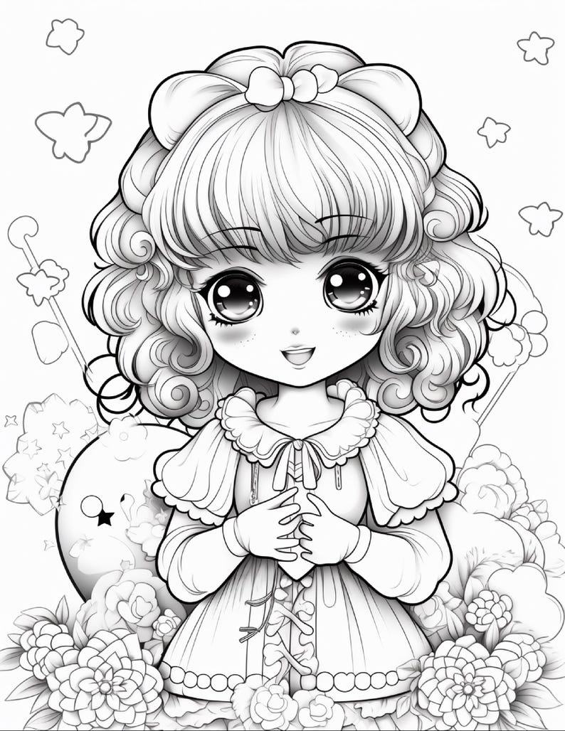 100 vrolijke en makkelijke kleurplaten | Kawaii liefdesboek voor stelletjes (digitale download) afbeelding 20