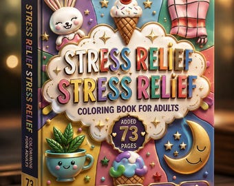 Adult Coloring Book: 73 Pages for Stress Relief, Mindfulness (PDF Download)