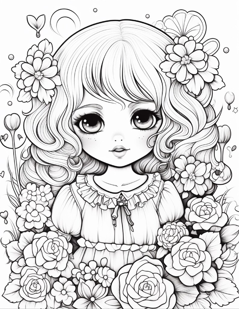100 vrolijke en makkelijke kleurplaten | Kawaii liefdesboek voor stelletjes (digitale download) afbeelding 12
