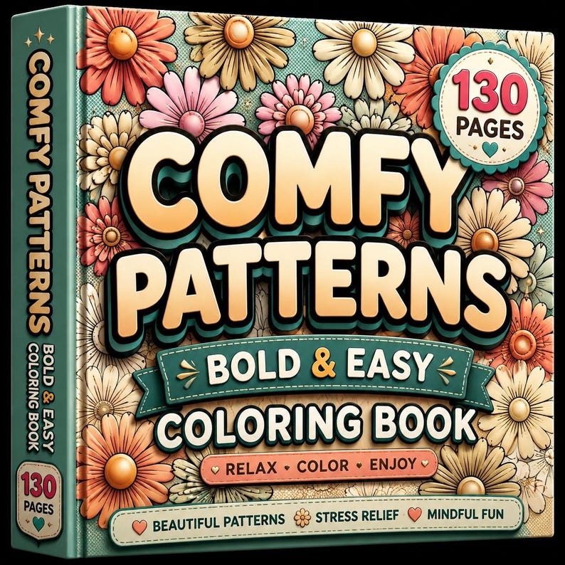 Bold Floral Pattern Coloring Book | 130 Pages, Adult Relaxation (Digital Download) image 1