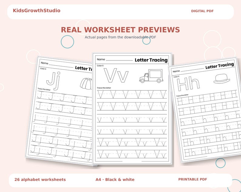 Alphabet Tracing Worksheets A-Z | 26 Uppercase and Lowercase Letter