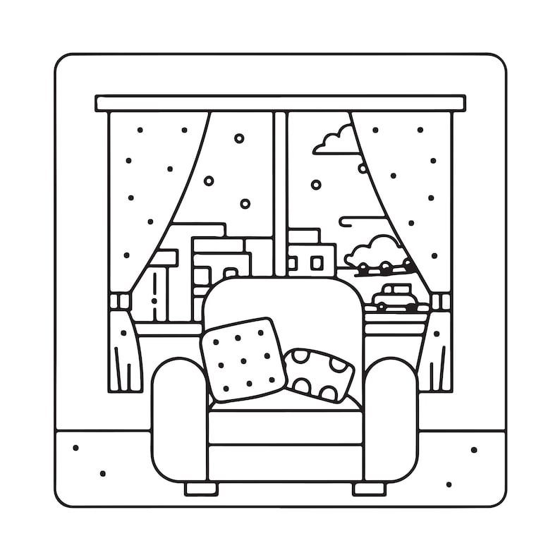 Kolorowanka „Cozy Nooks Bold Easy” | 90 stron, plik PDF do druku (pobranie cyfrowe) zdjęcie 10