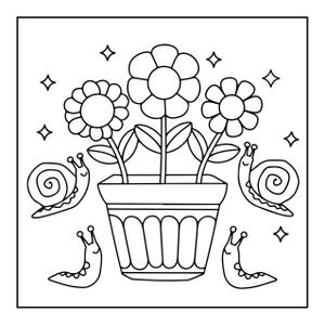 Into Gardens – Ein mutiges und einfaches Malbuch | Welpen, Blumen, Schmetterlinge (Digitaler PDF-Download) Bild 18