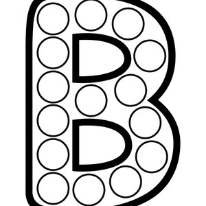 A black and white outline of the uppercase letter B filled with blank circles along the stem and loops.