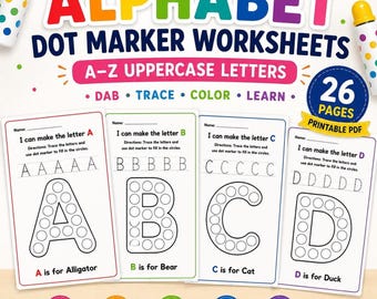 Tapetes de pontos com letras maiúsculas, atividade em PDF para imprimir com o alfabeto de A a Z