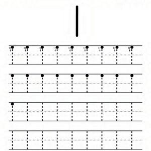 Peut inclure: Une feuille d'exercices &eacute;ducative blanche intitul&eacute;e Name et Number Tracing The Number 1. La page pr&eacute;sente un grand chiffre 1 noir en haut, suivi de quatre lignes de traits verticaux pointill&eacute;s avec des points noirs et des fl&egrave;ches de guidage.