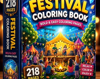 Festival Coloring Book | 218 Bold Easy Pages (Digital Download)