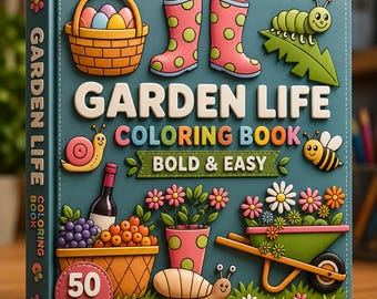 Garden Life Bold Easy Coloring Book | Nature, Flowers, Insects (50 Pages PDF)
