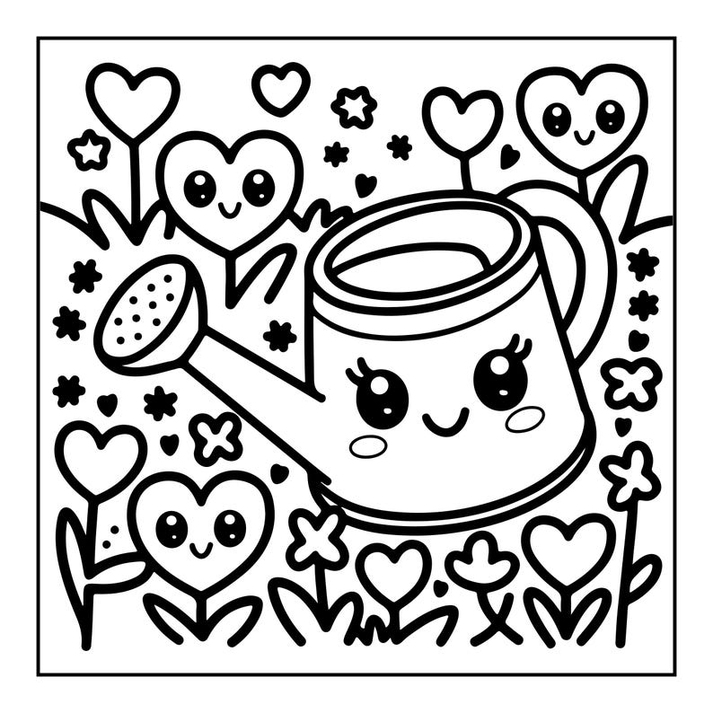 Fet, lättsam målarbok | 50 kawaii-sidor (digital nedladdning) bild 7