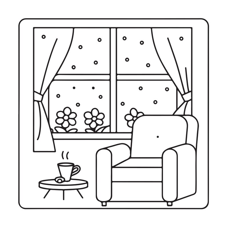 Kolorowanka „Cozy Nooks Bold Easy” | 90 stron, plik PDF do druku (pobranie cyfrowe) zdjęcie 11