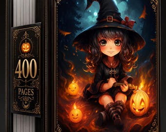 Halloween Witch Coloring Book | 400 Kawaii Pages (Digital Download)