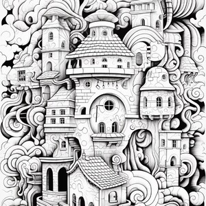 Fantasy City Coloring Book | Whimsical Rainbow Pages, Magical World (PDF Download) image 4