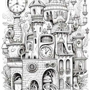 Fantasy City Coloring Book | Whimsical Rainbow Pages, Magical World (PDF Download) image 10