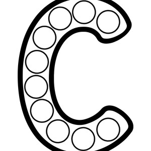 A black and white outline of the uppercase letter C filled with blank circles along its curved shape.
