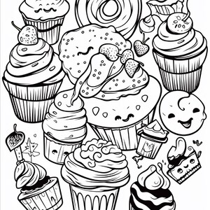 Malbuch mit süßen Leckereien | 99 Seiten mit Kawaii-Dessertmotiven (Digitaler Download) Bild 18