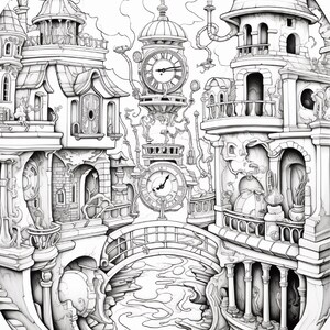 Fantasy City Coloring Book | Whimsical Rainbow Pages, Magical World (PDF Download) image 18