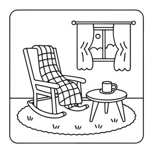 Kolorowanka „Cozy Nooks Bold Easy” | 90 stron, plik PDF do druku (pobranie cyfrowe) zdjęcie 13