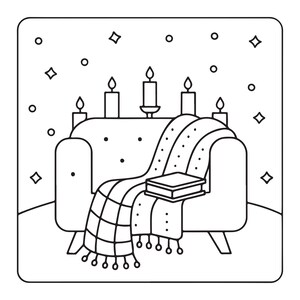 Kolorowanka „Cozy Nooks Bold Easy” | 90 stron, plik PDF do druku (pobranie cyfrowe) zdjęcie 6