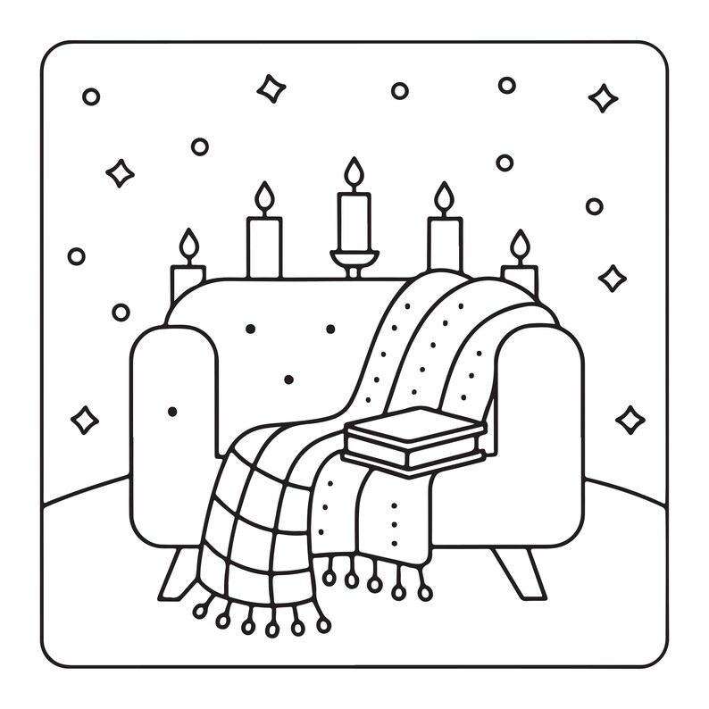 Kolorowanka „Cozy Nooks Bold Easy” | 90 stron, plik PDF do druku (pobranie cyfrowe) zdjęcie 6