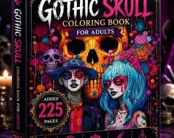 Gothic-Totenkopf-Malbuch für Erwachsene | 225 Seiten im düsteren Fantasy-Stil (Digitaler Download)