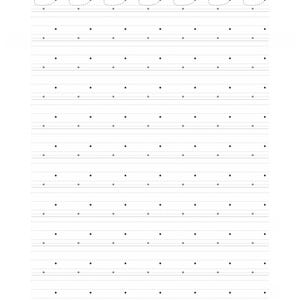 Peut inclure: Une feuille de papier d'entra&icirc;nement &agrave; l'&eacute;criture manuscrite blanche avec plusieurs rang&eacute;es de lignes horizontales. Chaque rang&eacute;e se compose d'une ligne de base solide, d'une ligne m&eacute;diane en pointill&eacute;s et d'une ligne sup&eacute;rieure.