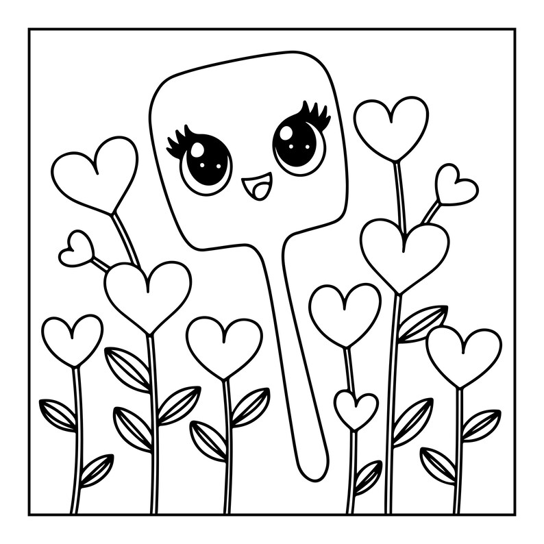 Fet, lättsam målarbok | 50 kawaii-sidor (digital nedladdning) bild 19