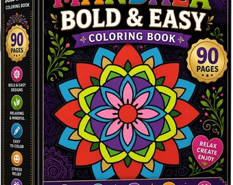 Mandala Coloring Book | 90 Bold Easy Pages (Digital Download)